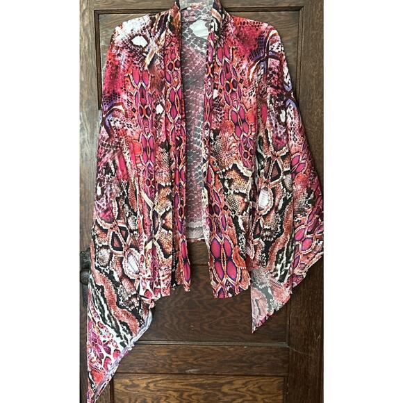 Asa Kaftans Pink Snake Print Kimono Robe Halter Dress w/ Scarf One Size Set - Picture 16 of 16